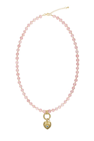 Sadie Charm Necklace - Rose Quartz