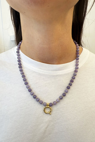 Sadie Letter Necklace - Purple Angelite