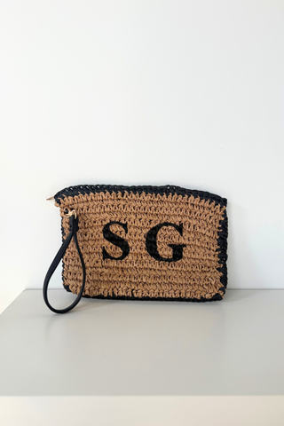 Personalised Raffia Clutch Bag