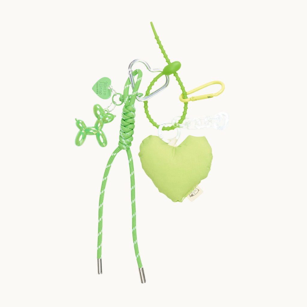 Bag Charm - Green Heart Pillow & Balloon Dog