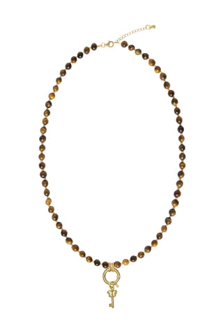 Sadie Charm Necklace - Brown Tiger Eye