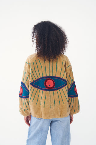 Embroidered Velvet Collared Jacket