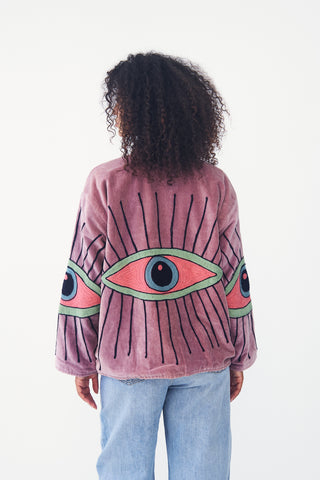 Embroidered Velvet Collared Jacket