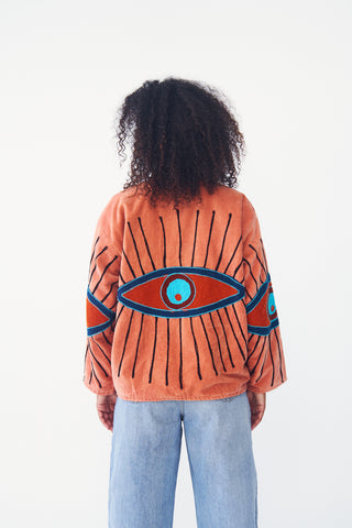 Embroidered Velvet Collared Jacket