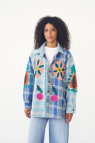 Embroidered Velvet Collared Jacket