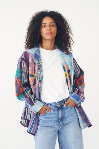 Embroidered Velvet Collared Jacket