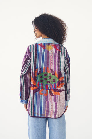 Embroidered Velvet Collared Jacket