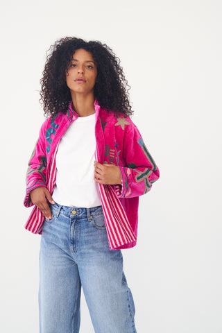 Embroidered Velvet Collared Jacket