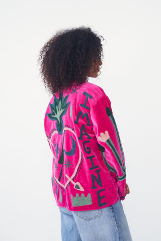 Embroidered Velvet Collared Jacket