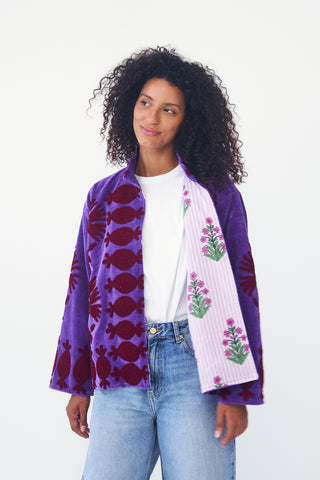 Embroidered Velvet Collared Jacket