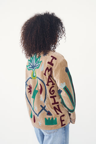 Embroidered Velvet Collared Jacket