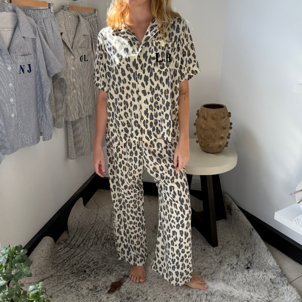PRE-ORDER Personalised Pyjama Long Pant Set - Leopard