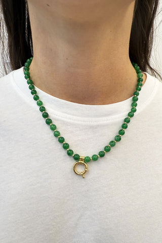 Sadie Letter Necklace - Green Jade
