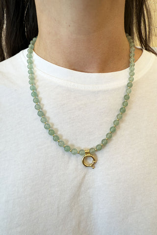 Sadie Letter Necklace - Light Green Aventurine