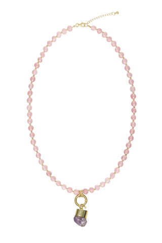Sadie Charm Necklace - Rose Quartz