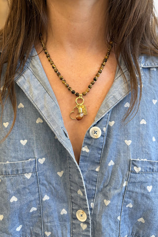 Sadie Letter Necklace - Brown Tiger Eye