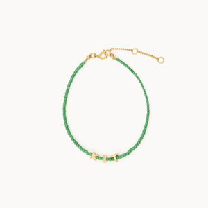 Tiny Dancer Beaded Initials Bracelet - Green
