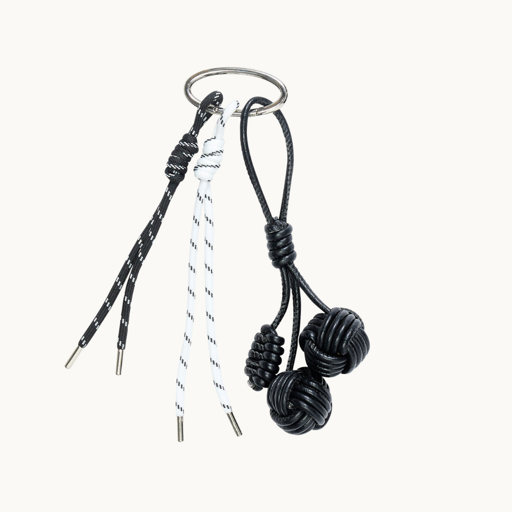 Bag Charm - Black Woven Pom Poms