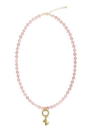 Sadie Charm Necklace - Rose Quartz