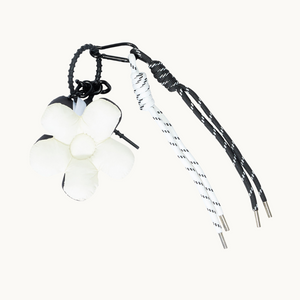 Bag Charm - White & Black Flower Pillow