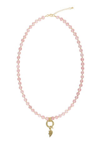 Sadie Charm Necklace - Rose Quartz