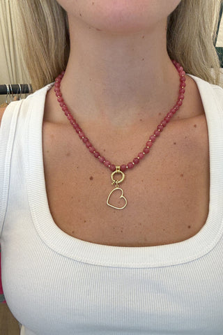 Sadie Letter Necklace - Red Ruby