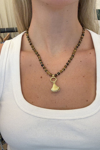 Sadie Letter Necklace - Brown Tiger Eye