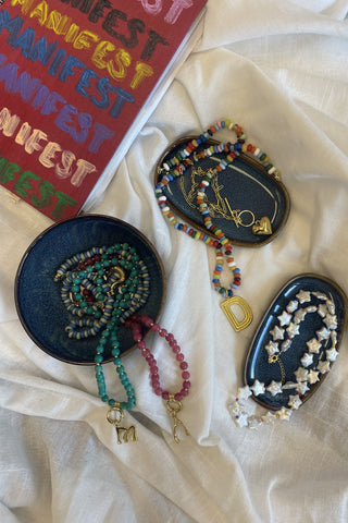 Sadie Letter Necklace - Green Jade