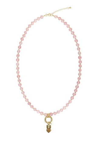 Sadie Charm Necklace - Rose Quartz
