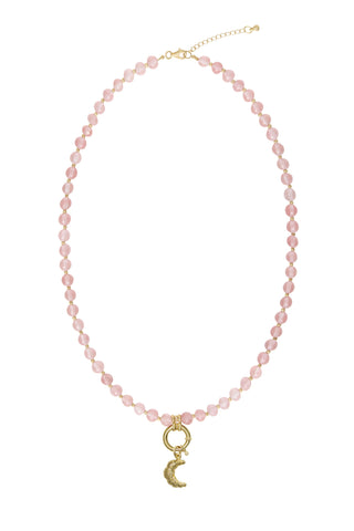 Sadie Charm Necklace - Rose Quartz