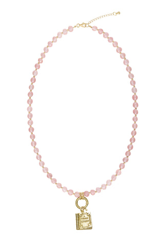 Sadie Charm Necklace - Rose Quartz