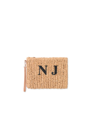 Personalised Raffia Clutch Bag