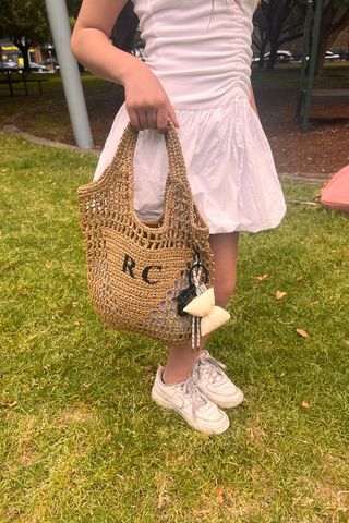 Mini Personalised Woven Raffia Bag