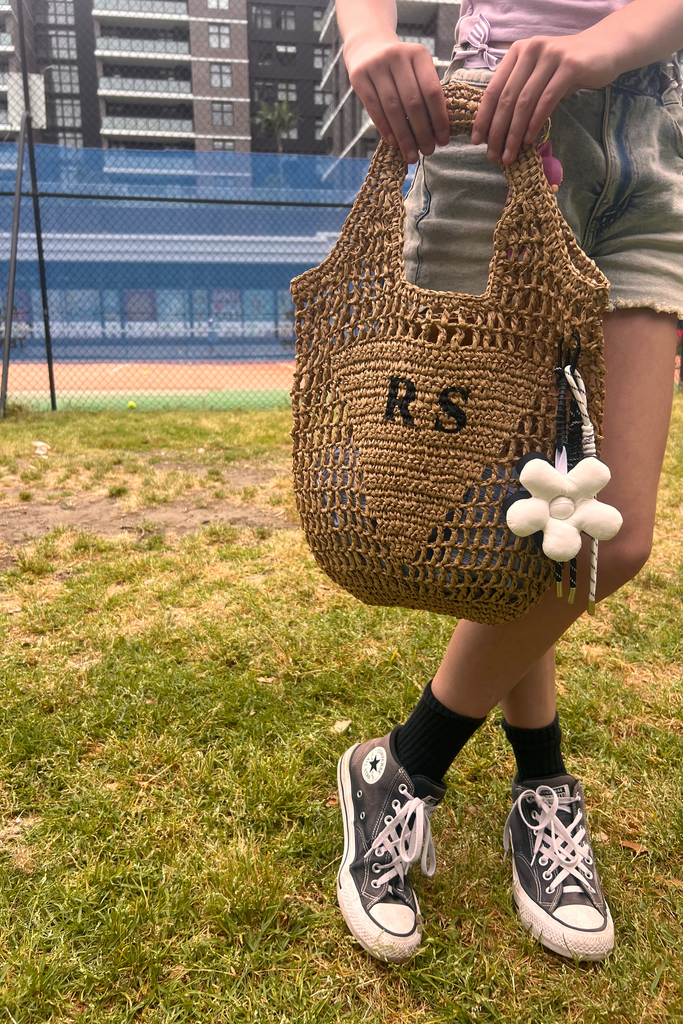 Mini Personalised Woven Raffia Bag