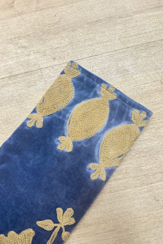 Embroidered Velvet Collared Jacket - Deep Blue (Slightly Imperfect)