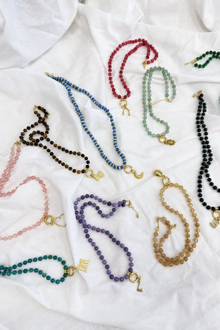 Sadie Letter Necklace - Blue Jade