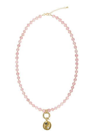 Sadie Charm Necklace - Rose Quartz