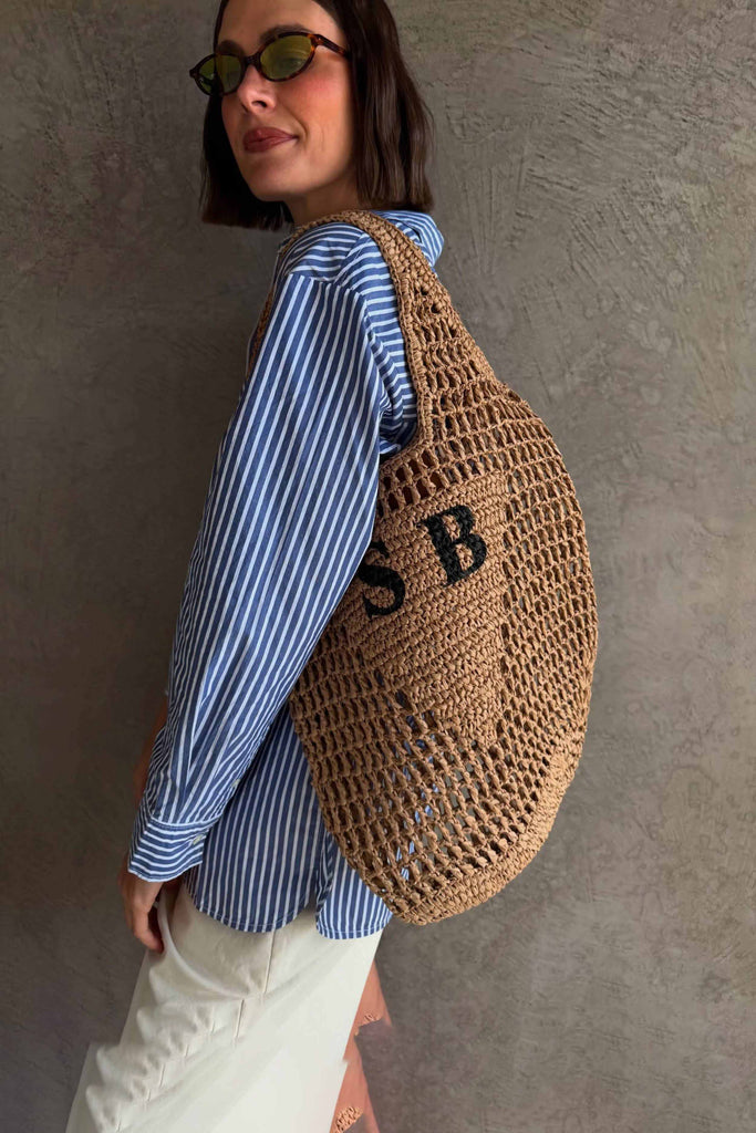 Personalised Woven Raffia Bag