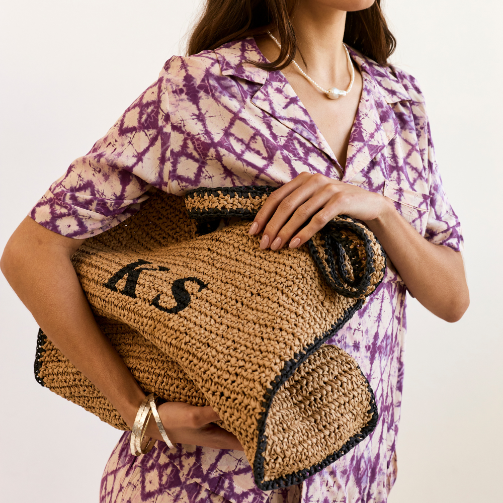 Personalised Oversized Raffia Bag