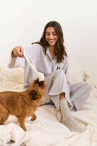 Personalised Pyjama Long Set Black Stripe