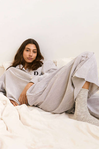 Personalised Pyjama Long Set Black Stripe