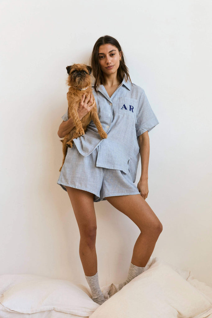 Personalised Pyjama Short Set - Blue Stripe