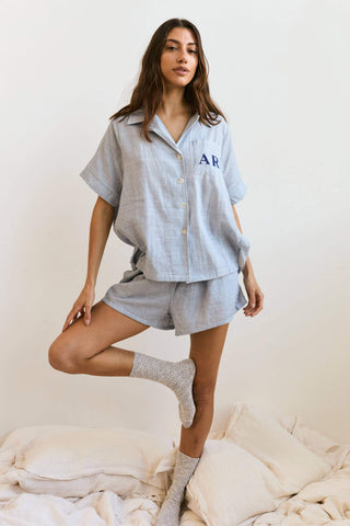 Personalised Pyjama Short Set - Blue Stripe