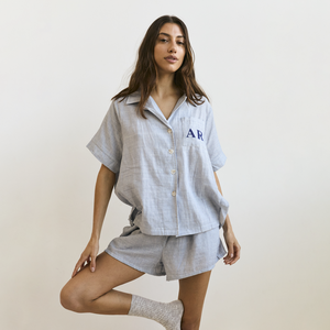 Personalised Pyjama Short Set - Blue Stripe