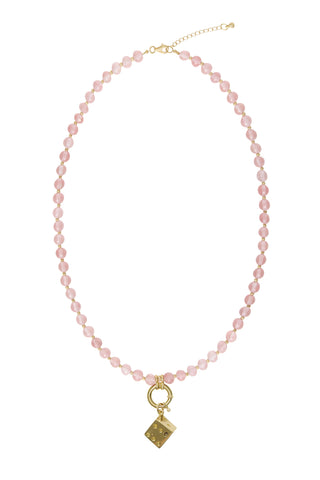 Sadie Charm Necklace - Rose Quartz