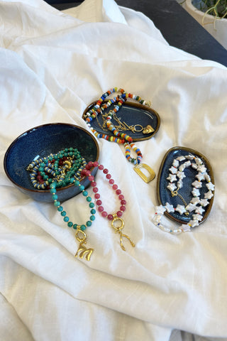 Sadie Letter Necklace - Blue Jade