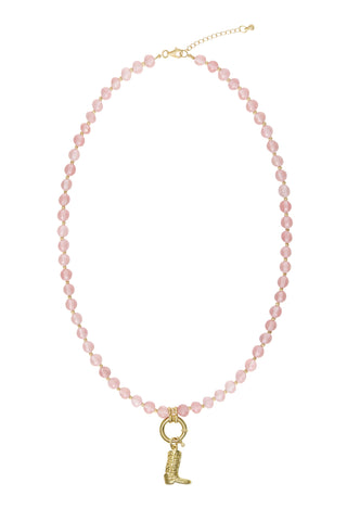 Sadie Charm Necklace - Rose Quartz
