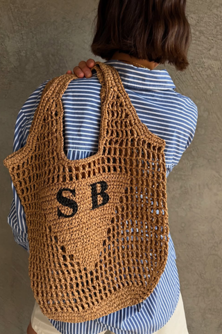 Personalised Woven Raffia Bag