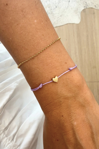Tiny Dancer Rope Bracelet Lilac & Gold Heart