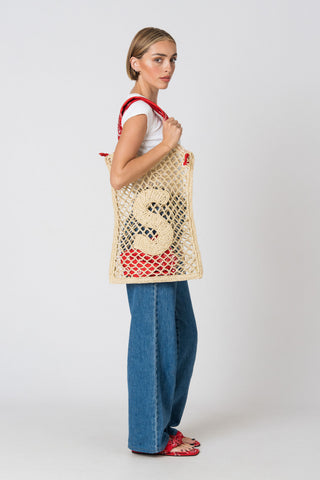Winnie Initial Woven Bag